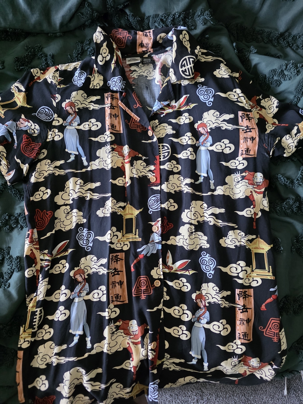 Men's Black Patterned Short-Sleeve Shirt - Airbender